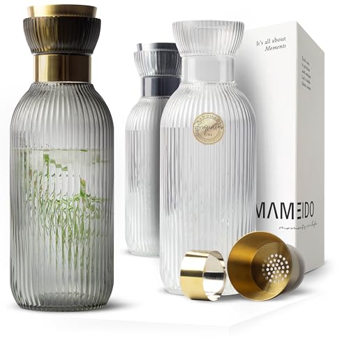 MAMEIDO Garrafa agua 1,5 l - Jarra aqua cristal con tapa y colado...
