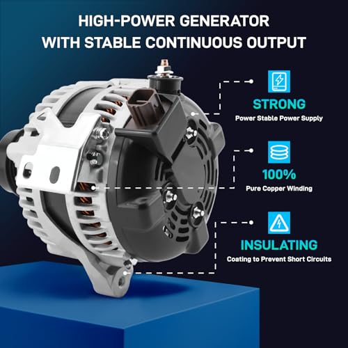 Image of New Alternator Compatible with Toyota Camry 2007 2008 2009 L4 2.4, Toyota Corolla 2009 2010, Matrix 2009-2013, Pontiac Vibe 2009-2010, Scion xB 2008-2013, Replace 11195 AL3321X 104210-4880