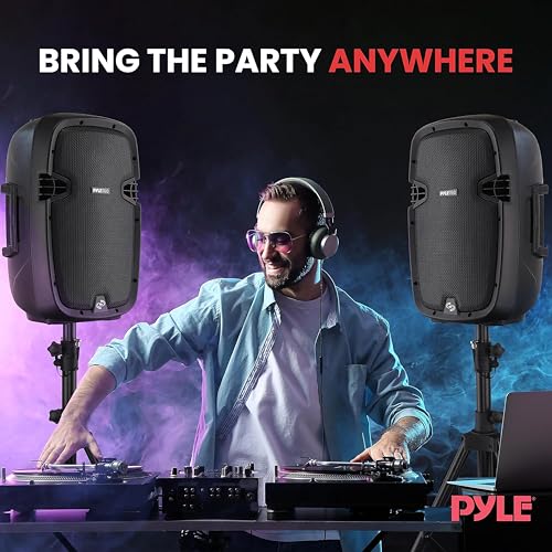 Pyle PA Speaker System - 1000W High Powered DJ Speakers, Bluetooth Connectivity Active + Passive Pair, Includes 35mm Mounts, Mic and Remote, Great for Home, Theater, Parties by Pyle - Image 7