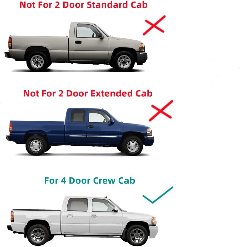 Passenger/Right Side Rear Door Window Glass Replacement For GMC Sierra Chevrolet Silverado 4 Door Crew Cab 2001-2006