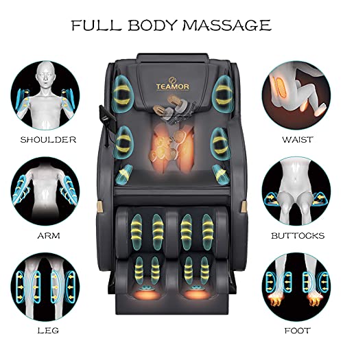 Lushf Teamor Full-Body Shiatsu Massage Chair - Retro Classic Recliner Massager With Airbag Heating Foot Roller For Home And Office, Zero Gravity Space Capsule Reclining Relax Massage Chair In Black #TOP2