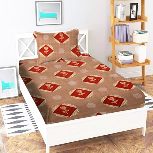 IVAZA 220 TC Polycotton Floral Printed 1 Single Bedsheet with 1 Pillow Cover Beige Maroon (B0DHLBPVMG) Amazon Price History, Amazon Price Tracker