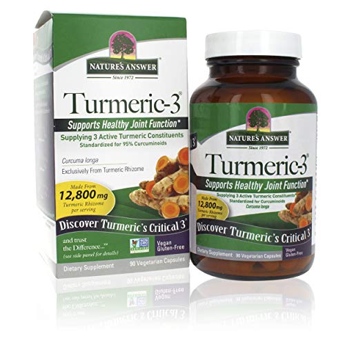 Natures Answer Turmeric-3 Vegetarian Capsules 90Ct | Supports Joint Function & Mobility | Standardized To 95% Curcuminoids | Magnesium Stearate Free | 3 Pack #TOP11