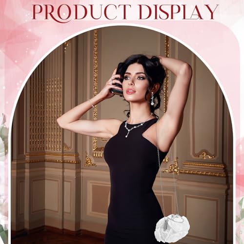 Image of Hicarer 5 Pcs Women Rose Clutch Purse Rose Jewelry Accessories Set