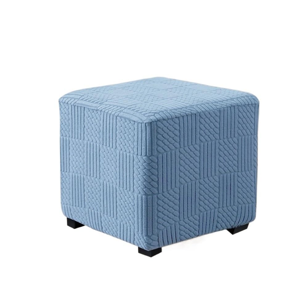 KUYCCSTRESI Square Jacquard Stool Cover Anti Slip Detachable Footstool Cover(Denim Blue,L)