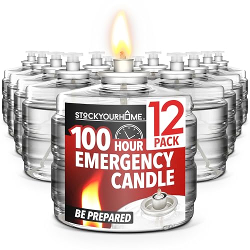 100 Hour Candles Pack of 12 Long Burning Emergency for Power Outages Storm Preparedness and Camping Liquid Fuel for Survival Supplies