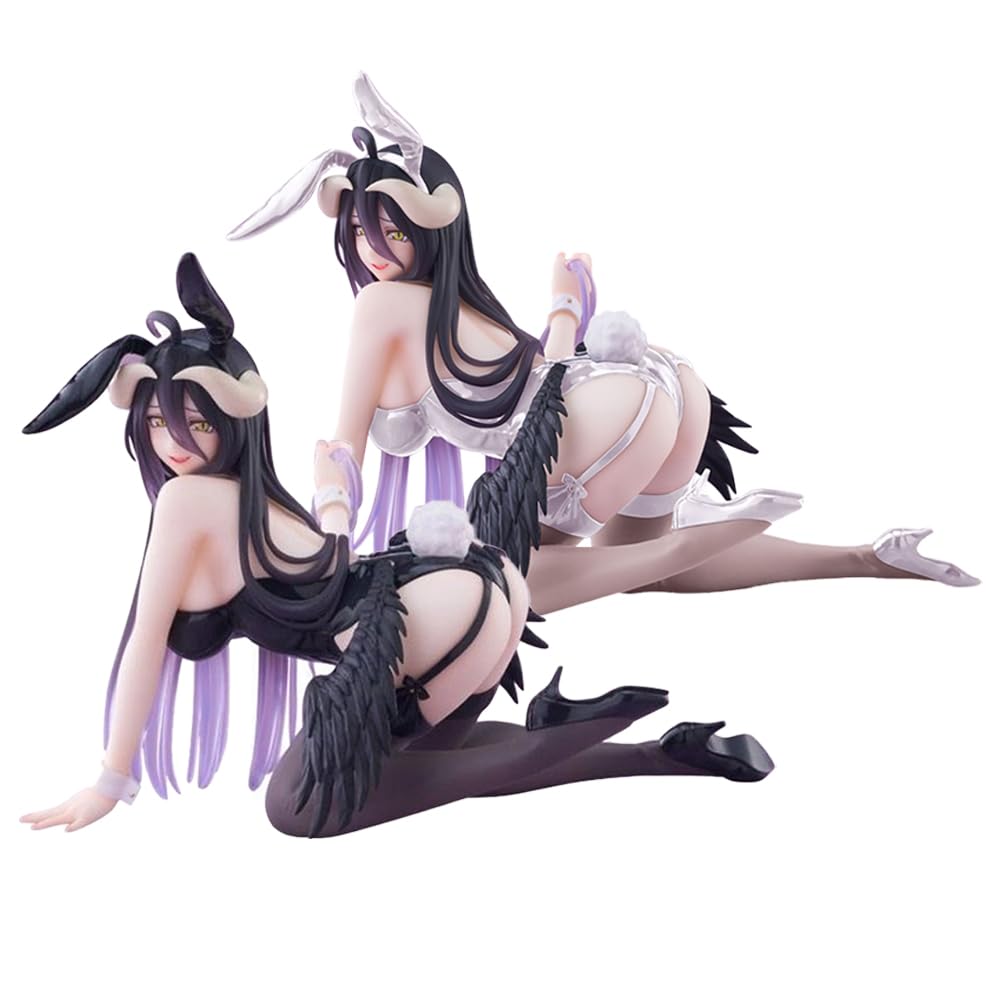Jiumaocleu 2PCS Anime Figure Albedo Bunny Girl Statue Figures 12CM Kneeling Model Action Figurine for Fans Desktop Decoration Collectible