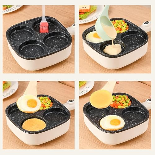Image of Electric Skillet Non-Stick Square Pan | Multi Cooking Electric Fry Pan with Tempered Glass Lid (4 Hole)