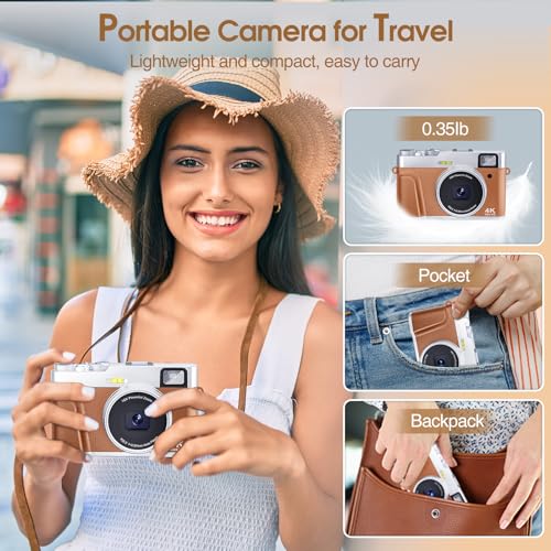 4K Digital Camera for Photography Autofocus, 48MP Vlogging Camera for YouTube with Viewfinder Dial Flash,16X Digital Zoom Portable Compact Travel Camera Anti-Shake for Teens,Adults,Beginners - Image 6