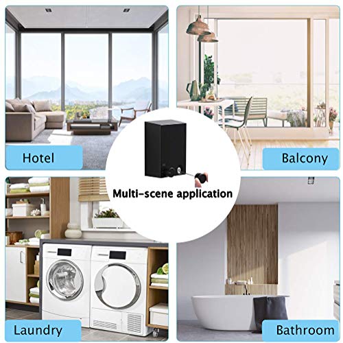 Image of Homeme Retractable Clothesline Indoor Outdoor, ABS Case+Aluminum Clothes Drying Wire Rope with Adjustable 4.2m Stainless Steel Line, Maximum Load 20kg, Invisible Wall Mounted Laundry Drying Rack-Black