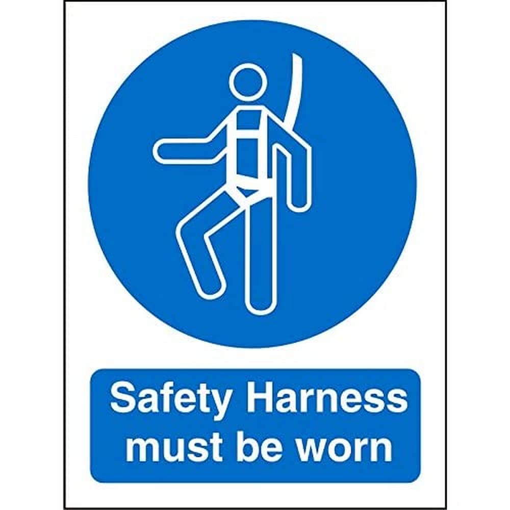 Seco Safety Harness Must Be Worn Sign, 200mm x 300mm - Self Adhesive Vinyl