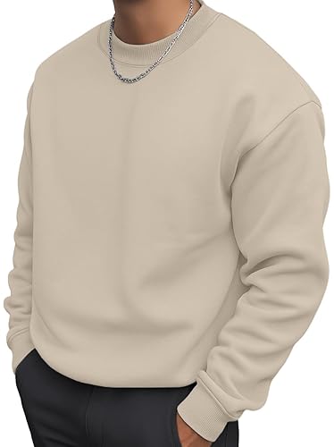 Sailwind Men's Midweight Fashion Clothing Winter Apparel Fall Oversized Sweatshirts Warm Old Money Pullovers Beige