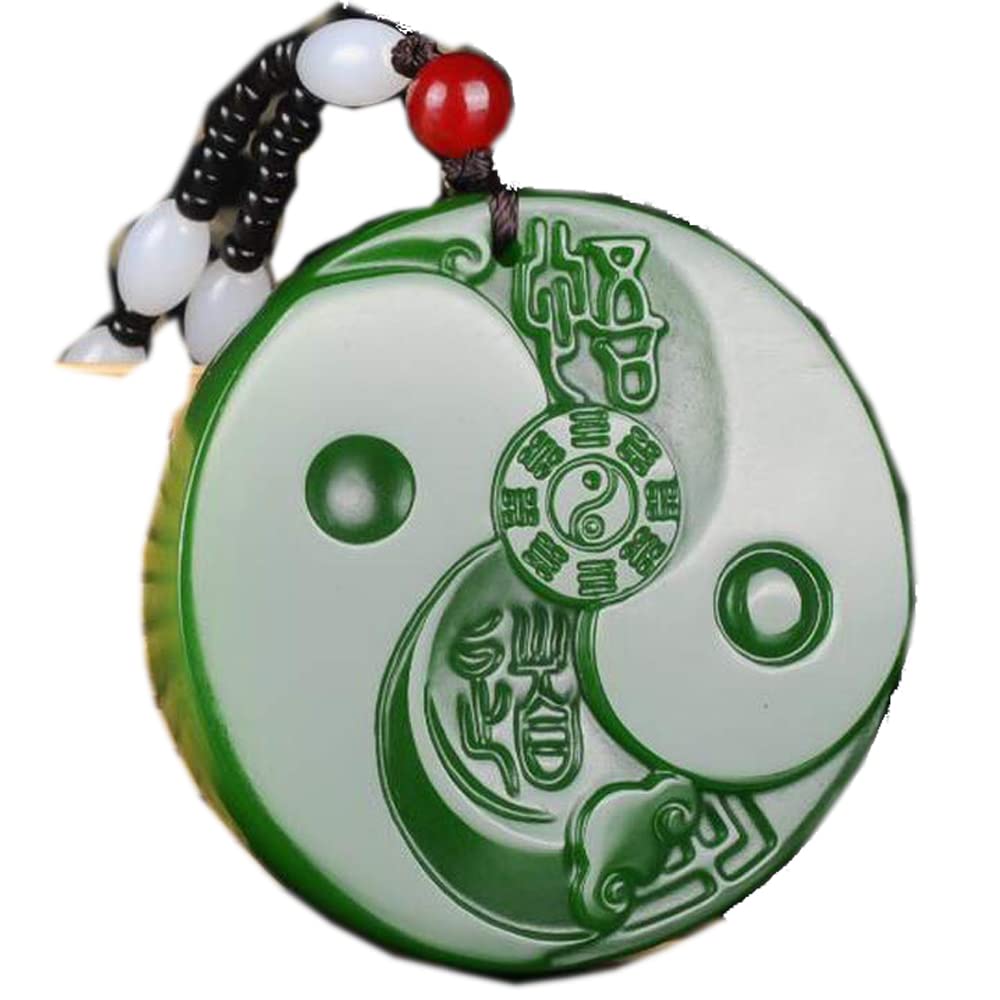 Collier en jade véritable avec pendentif Taiji Bagua artisanal