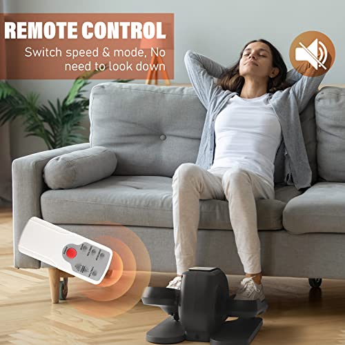 Under Desk Elliptical Machine, Electric Seated Bike Exerciser with Non-Slip Pedal for Home Workout, Mini Remote Control Portable Cycle Trainer with Display Monitor for Elders Adults, Black