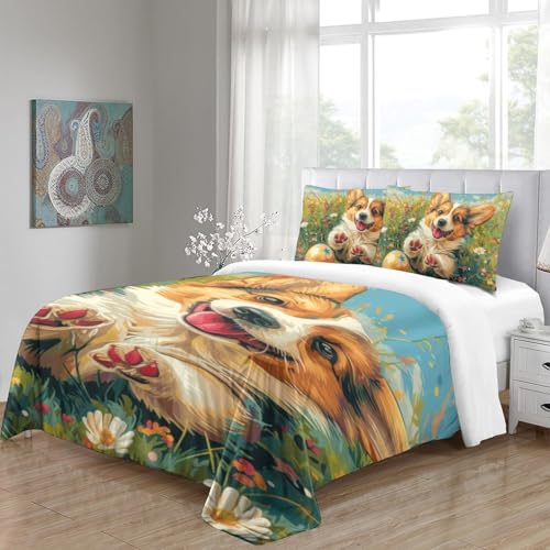 Ensemble de lit Corgi 3D 140x200 parure microfibre chambre ado - 5