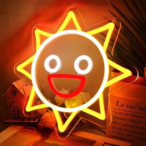 Image of Sun Neon Sign Game Neon Signs for Wall Decor, Dimmable LED Neon Lights for Bedroom Gaming Room Man Cave, USB Powered Acrylic Neon Light for Teens Boys Home Party Decor