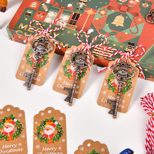 Conjunto de chaves mágicas do Papai Noel com 6 peças, enfeites para decoração de casa, lareira de ár