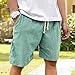 JEShifangjiusu Mens Drawsting Fashion Corduroy Shorts Summer Beach Shorts Elastic Waist Sport Short with Pockets (Light Green,X-Large)