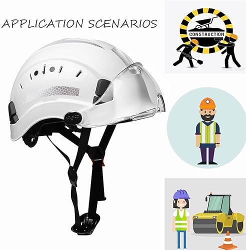 Miniatura 5 de Cascos De Construcción Casco de Seguridad con Visera 6 Puntos Ajustable Suspensión ANSI Z89.1 Tipo I Clase C Hardhats, Cascos De Construcción