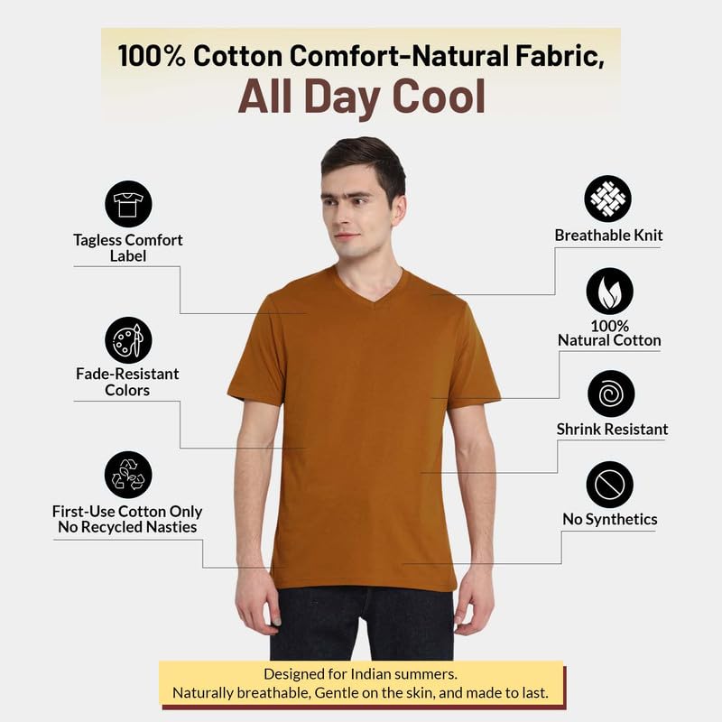 Image of Aventura Outfitters Men's V Neck 100% Cotton Regular Fit T-Shirt (Pack of 4)