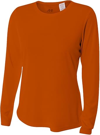 A4 Ladies Long Sleeve Cooling Performance Crew Shirt Burnt Orange