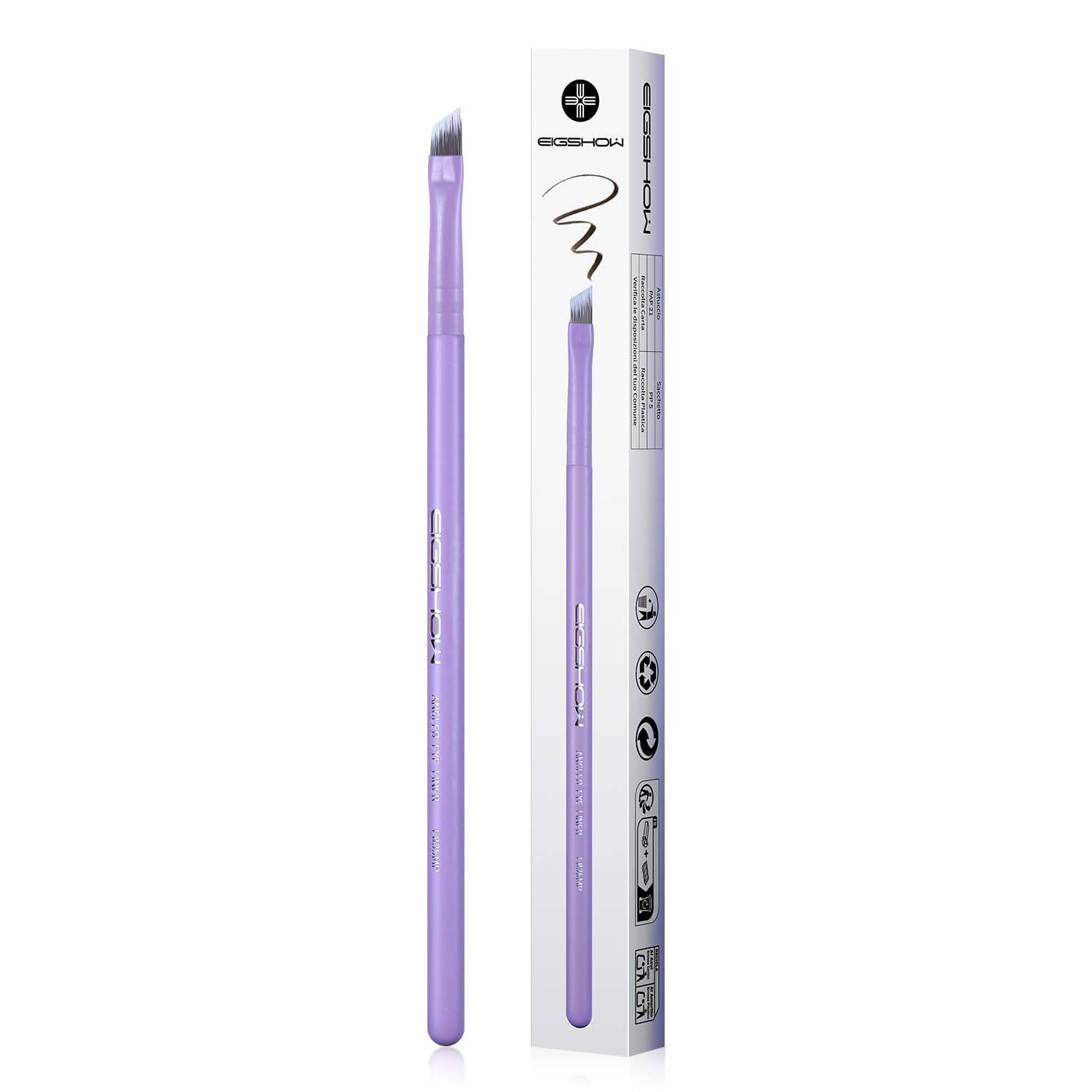 EIGSHOW Eyeliner Pinsel, fein abgewinkelt, Profi Präzisions-Gel Eyelinerpinsel, Makeup Pinsel ultra dünn, schräg, feine Spitze, mit Silberionen behandelte Borsten, Augen-Make-up-Werkzeug(E835MP)