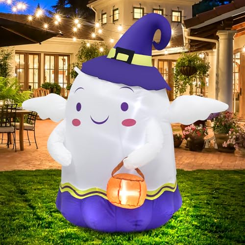 4FT Halloween Inflatable Cute Ghost Decoration Built-in LEDs - image 5
