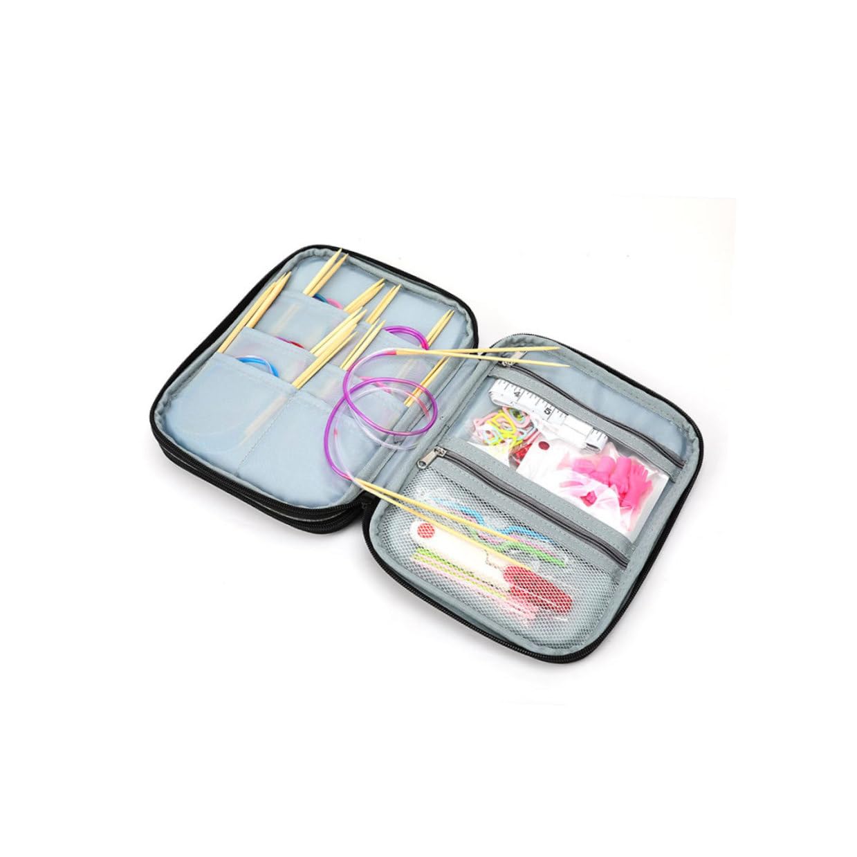 JOINPAYA Kit de Agujas de Tejer con Bolsa de Almacenamiento Oxford y Mango, Herramientas para Tejer Portátiles Ideales para Mamás y Abuelas