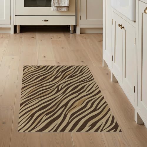 ODIKA 3'x5' Chocolate Brown Zebra Stripe Use Washable Area Rug