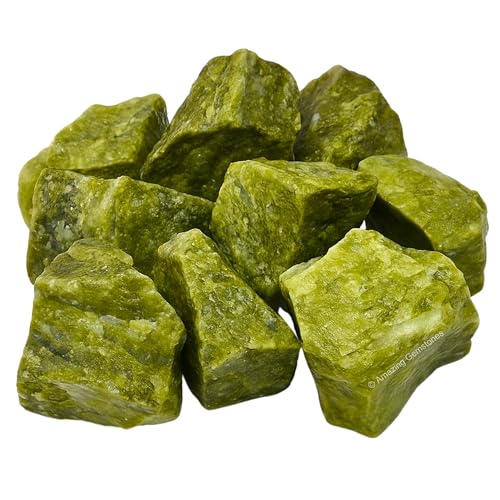 Image of Amazing Gemstone 2 Pieces Vesuvianite Raw Crystals and Healing Stones, Natural Rocks for Tumbling and DIY Raw Stones and Crystals
