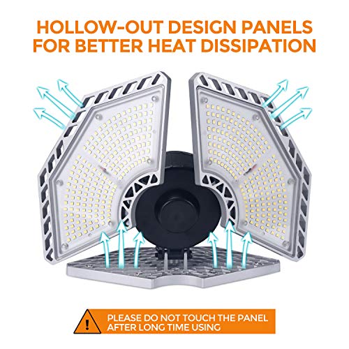 Led Garage Lights, 140W 18500 Lumens Garage Lighting, 6000K Daylight With Deformable Three Panels Garage Ceiling Light Fixture E26/E27 Triple Glow Led Shop Light For Garage Basement Workshop Warehouse #TOP3