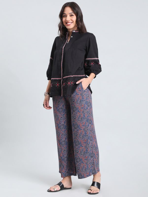 Image of GO COLORS Soft Viscose Printed Palazzo Full Length for Women| Breathable, Mid Rise