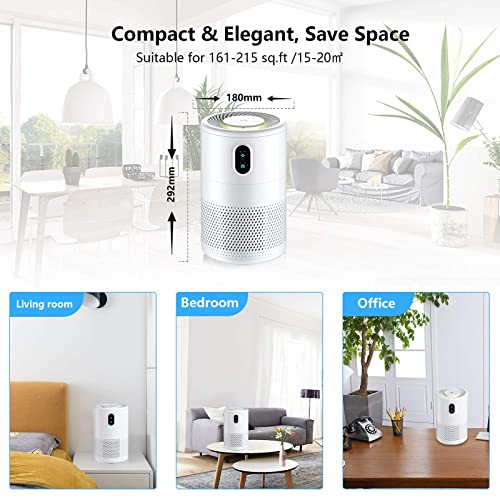 Purificador de Aire, con Filtro HEPA H13, 3 Velocidades para Hogar y Oficina,Temporizador,Luz Nocturna, Generador de Iones Libre de Ozono, para Alergia, Tabaco, Caspa de Mascotas