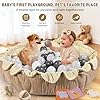 5-in-1 Baby Activity Gym & Play Mat with 6 Hanging Toys, Tummy Time Pillow & Cards - Extra Large, Reversible Machine Washable Pad - Gift for Newborns, Infants 0-12 Months, Cream #5
