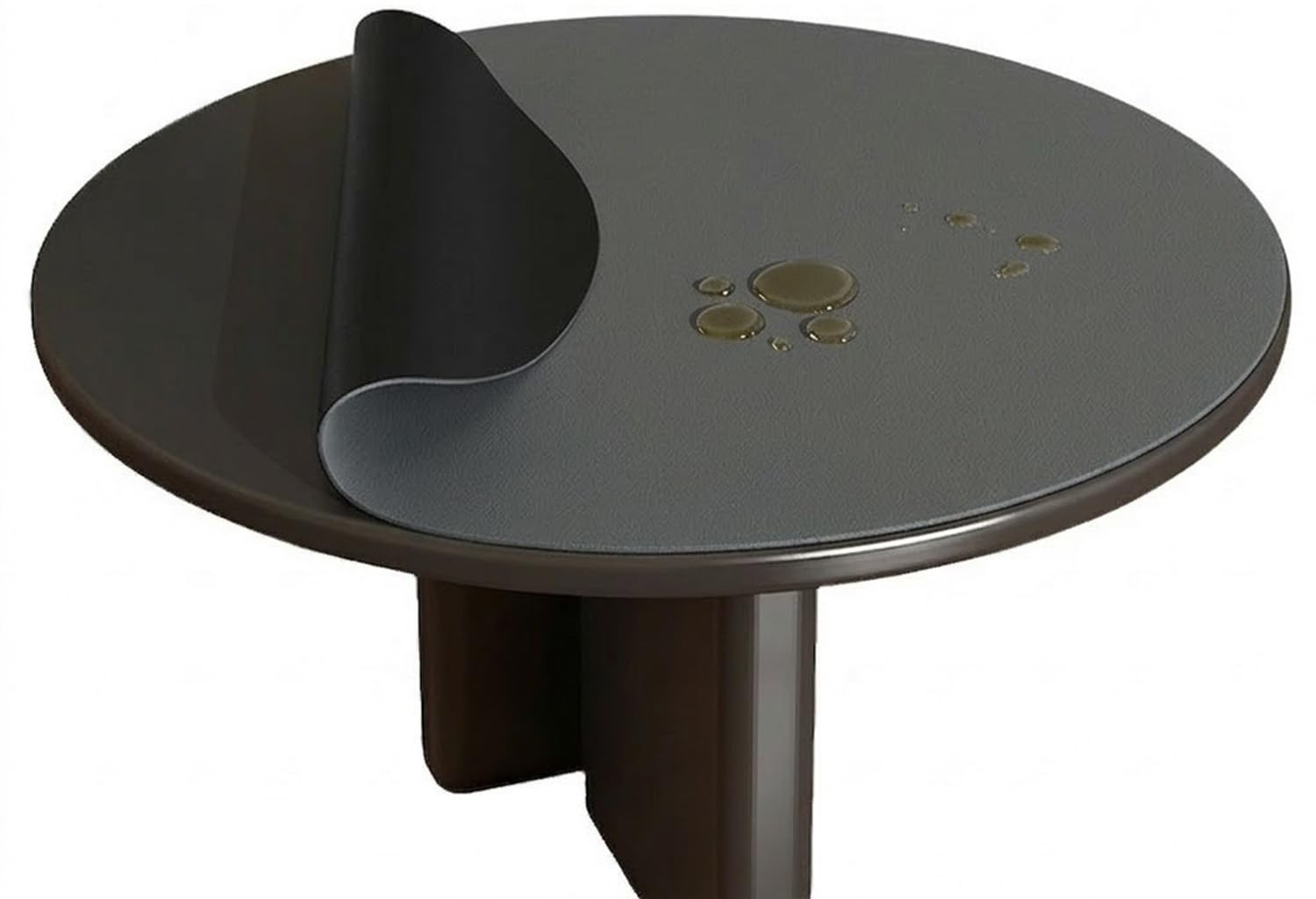 Reversibile Tovaglia Rotonda 120/180/160/140 cm Copritavolo Rotondo Impermeabile in Pelle Sintetica 2mm Spessore Protezione Tavolo per Sala da Pranzo Cucina Scrivania(Grey*Black,120cm)