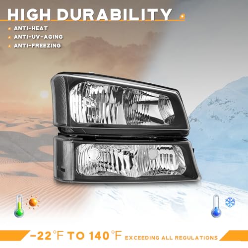 Image of WEELMOTO Halogen Headlights Assembly for 2003-2007 Chevy Silverado