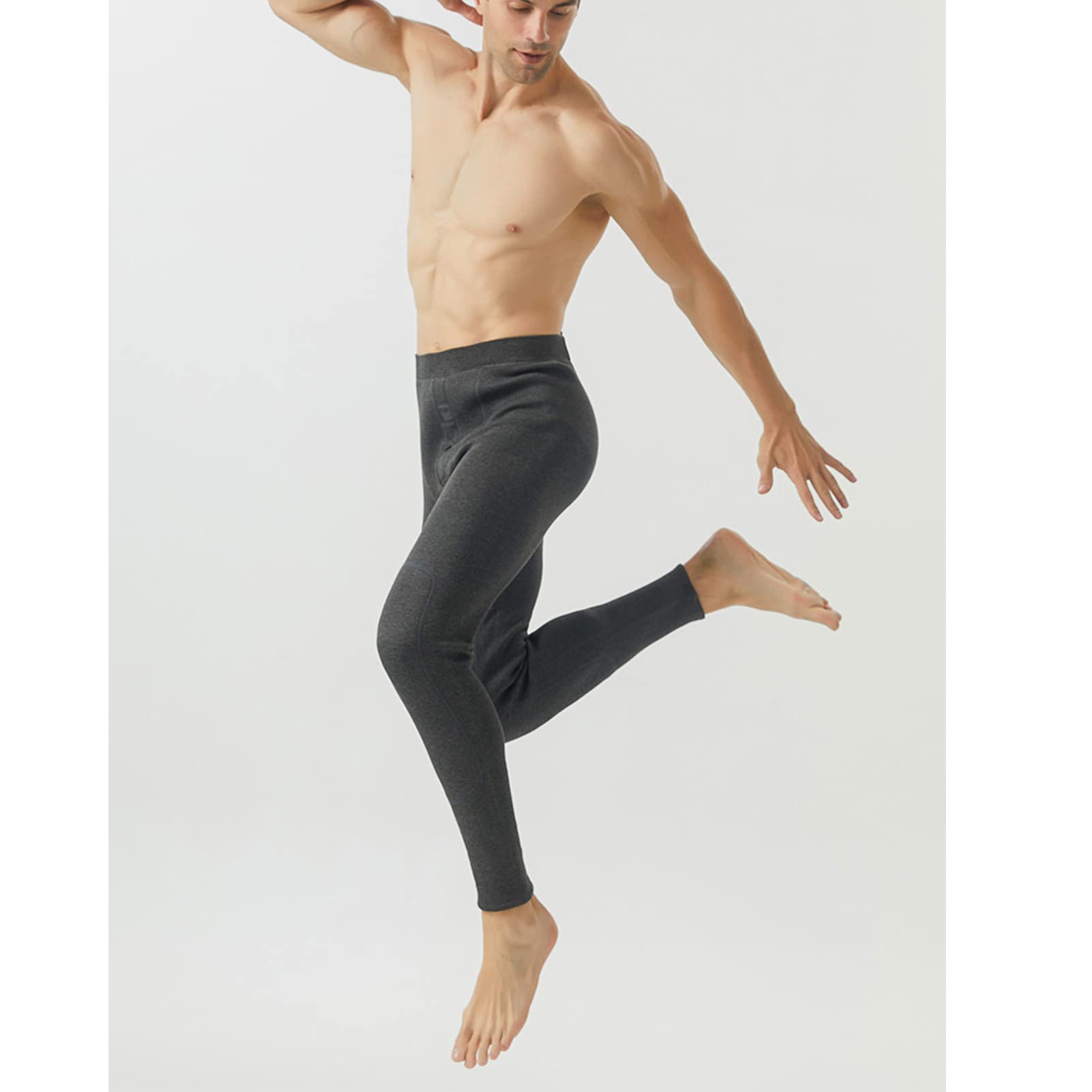 Pantaloni termici in pile da uomo biancheria intima Elasticità a vita alta pesante inverno caldo foderato lunghi Leggings pantaloni della