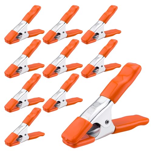 PONY 4-Inch Heavy Duty Metal Spring Clamp Set Spring Clamps for Woodworking 1-Inch Jaw Opening with Protective Handles and Tips 10-Piece