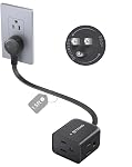 TROND 360°Rotating Plug Extension Cord Power Bar 6ft, 3 Way Outlets, White | Low Profile Power Strip, 13 Amps, 3 Prong Grounded Ports, Flexible SPT 16/3 Cable Splitter for Hotel Dorm Room Essentials
