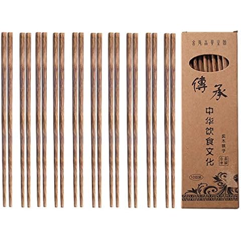 10 Paar hölzerne Essstäbchen, wiederverwendbare Sushi-Essstäbchen Waschbare natürliche Essstäbchen Cover