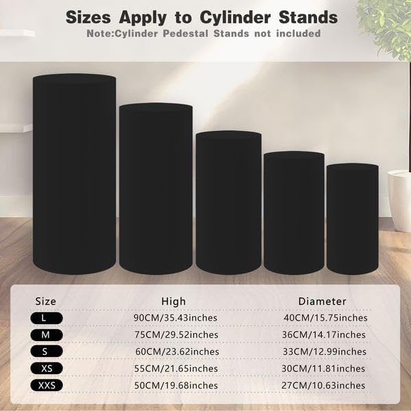 Miniatura 3 de Cubiertas elásticas de elastano para pedestal de cilindro de metal, fundas de soporte de caja de exhibición, bodas, cumpleaños, despedidas de