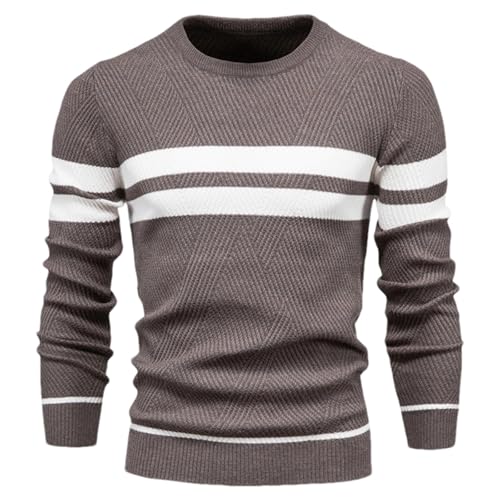 Autumn Pullover Men'S Sweater O-Neck Patchwork Long-Sleeved Warm and Soft Slim Casual Sweater