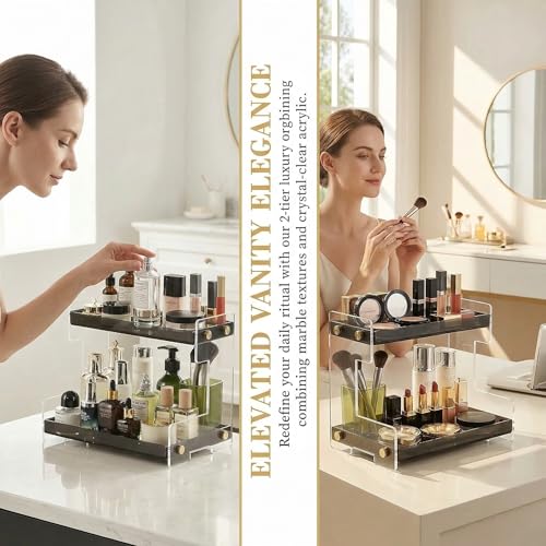 Organizador de cosméticos FFK de 2 niveles para solucionar el desorden 4