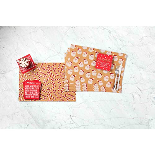 Mud Pie Christmas Placemat And Napkin Set, Santa, 18 1/2" X 12 1/2" #TOP2