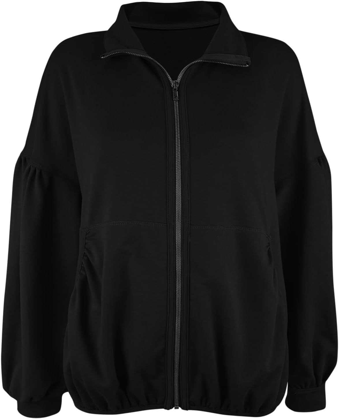 Vivitulip Full Zip Up Sweatshirts Casual Long Sleeve Pocketed Jacket Coat Relaxed Fit Tops - Image 3