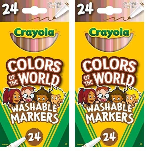 Image of Crayola Colors of the World Markers (24ct), Washable Skin Tone Markers, Fine Line Markers for Kids, Great For Coloring Books, Ages 3+ (Pack of 2)