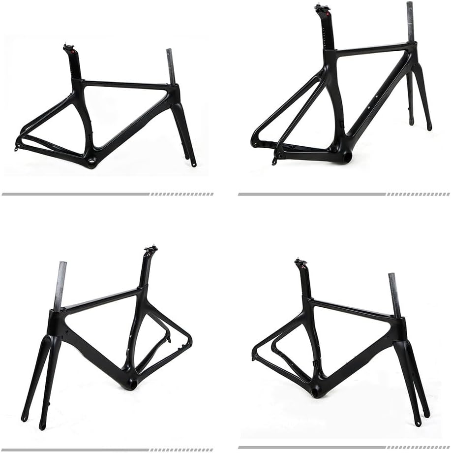TUJISEK Carbon Fiber Frameset 700C Road Bikes Frame with Fork Disc Brake 46CM/48CM/50CM/52CM/54CM Break Wind Frame Thru Axle Routing Internal for XC Racing