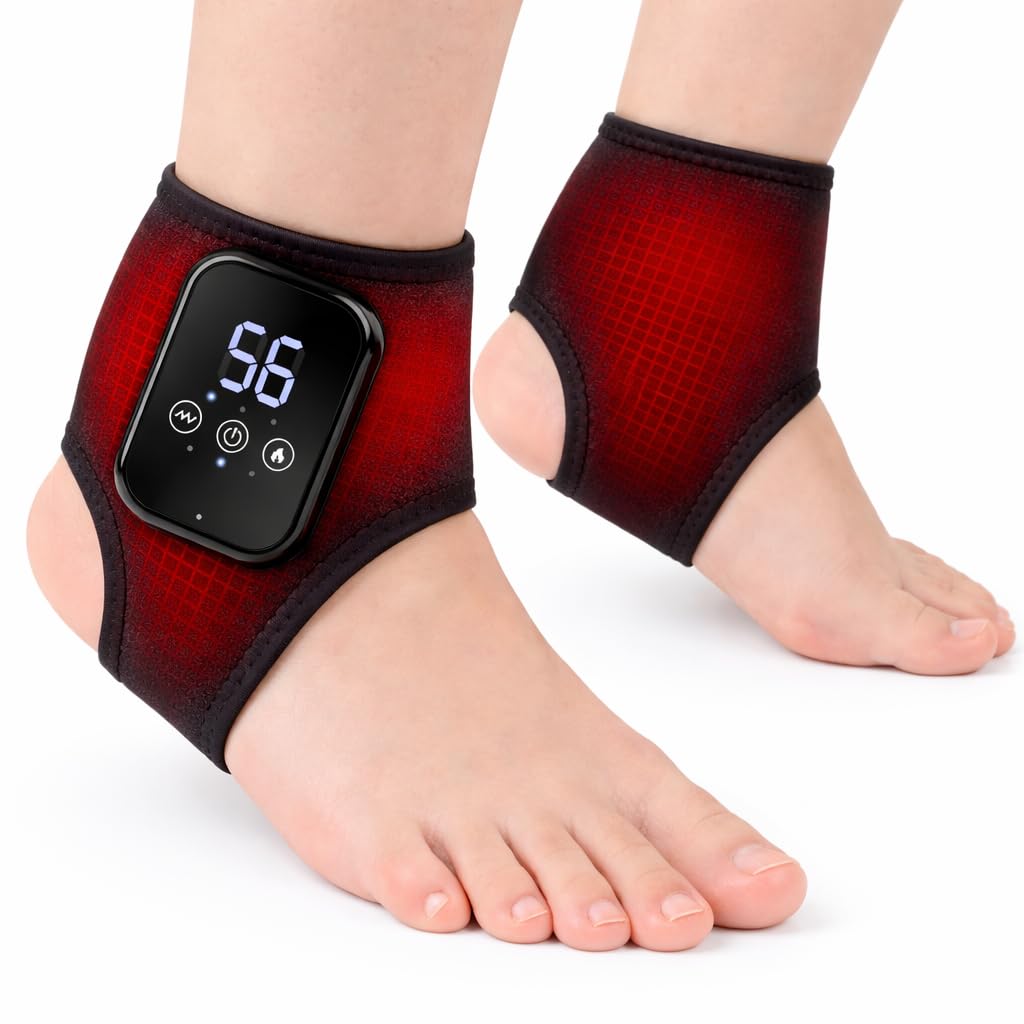 Photo 1 of 2 PCS Cordless Ankle Massager for Pain Relief, Foot Massager for Neuropathy, Ankle Heating Pad with Massage, Foot Ankle Massager, Heated Foot Massager, 3 Heat Levels, 3 Massage Modes, Black