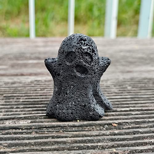 Nuzujx 1.8" Crystal Ghost Figurine Natural Lava Stone Gemstone Hand Carved Statue For Halloween Decorations Home Deco Desk Decoration #TOP1