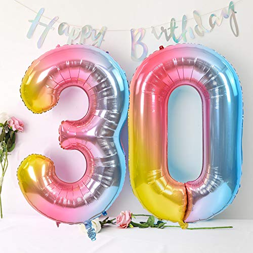 Image of TONIFUL 40 Inch Rainbow Large Numbers Balloons 0-9, Number 8 Digital 8 Helium Balloons, Foil Mylar Big Number Balloons for Birthday Party Anniversary Supplies Decorations